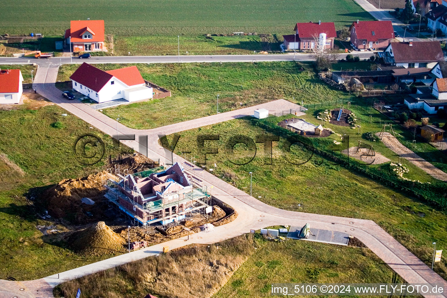 Drone image of New development area NO in the district Schaidt in Wörth am Rhein in the state Rhineland-Palatinate, Germany