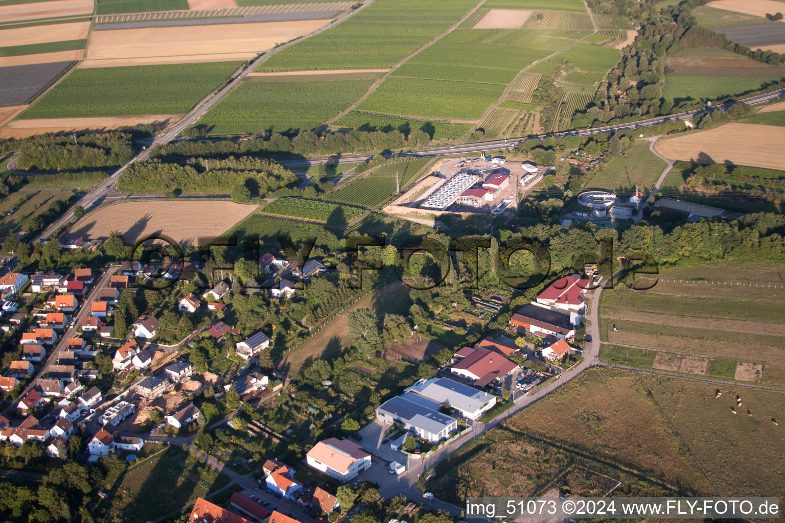 Aerial photograpy of Geothermal plant of Pfalzwerke geofuture GmbH at Insheim on the A65 in Insheim in the state Rhineland-Palatinate, Germany