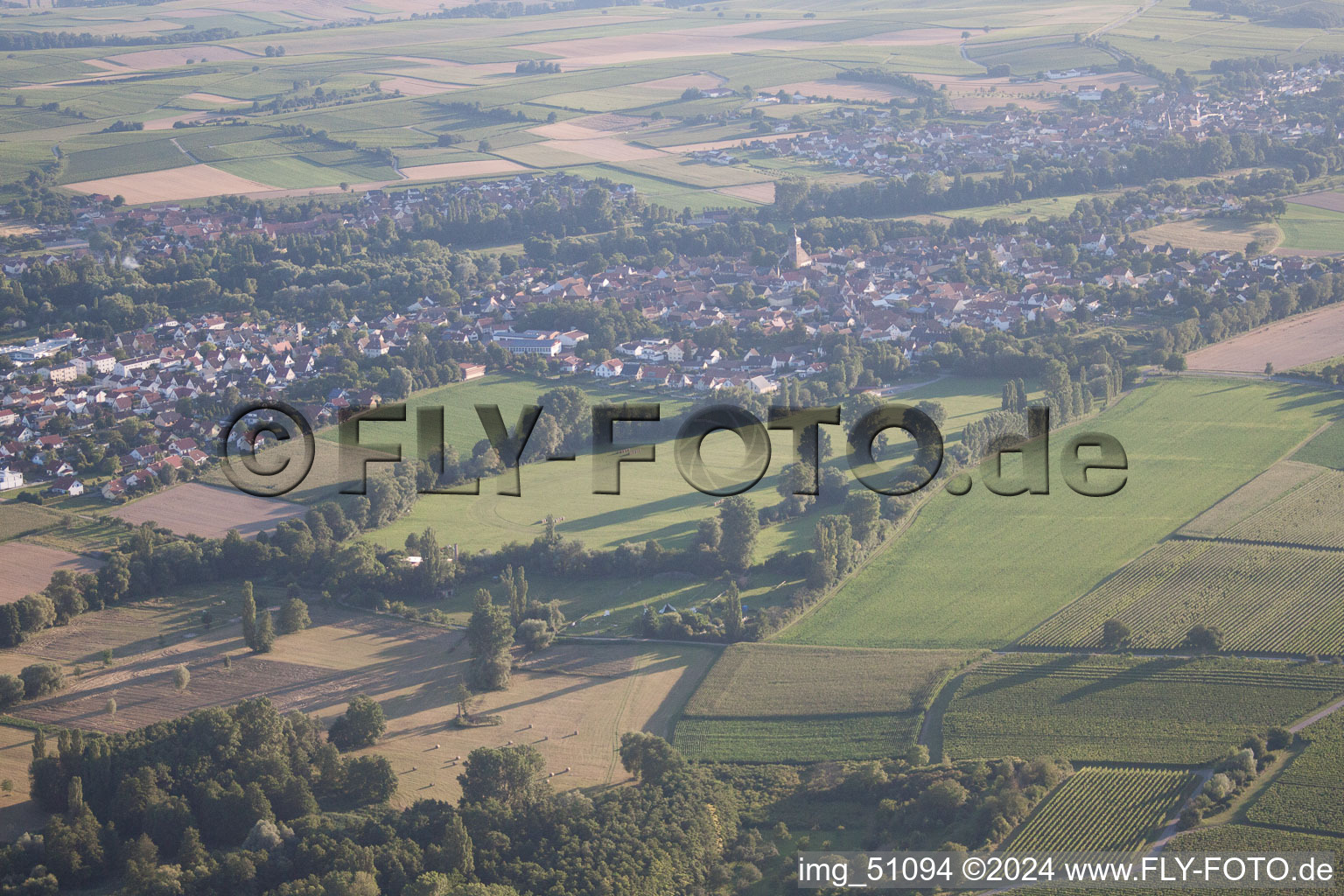 District Billigheim in Billigheim-Ingenheim in the state Rhineland-Palatinate, Germany from a drone