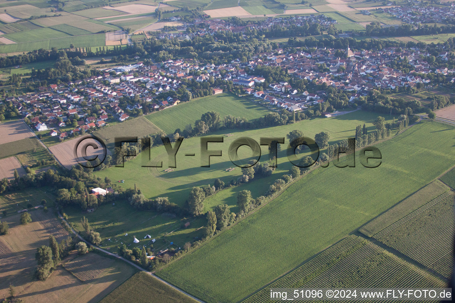 Aerial view of District Billigheim in Billigheim-Ingenheim in the state Rhineland-Palatinate, Germany