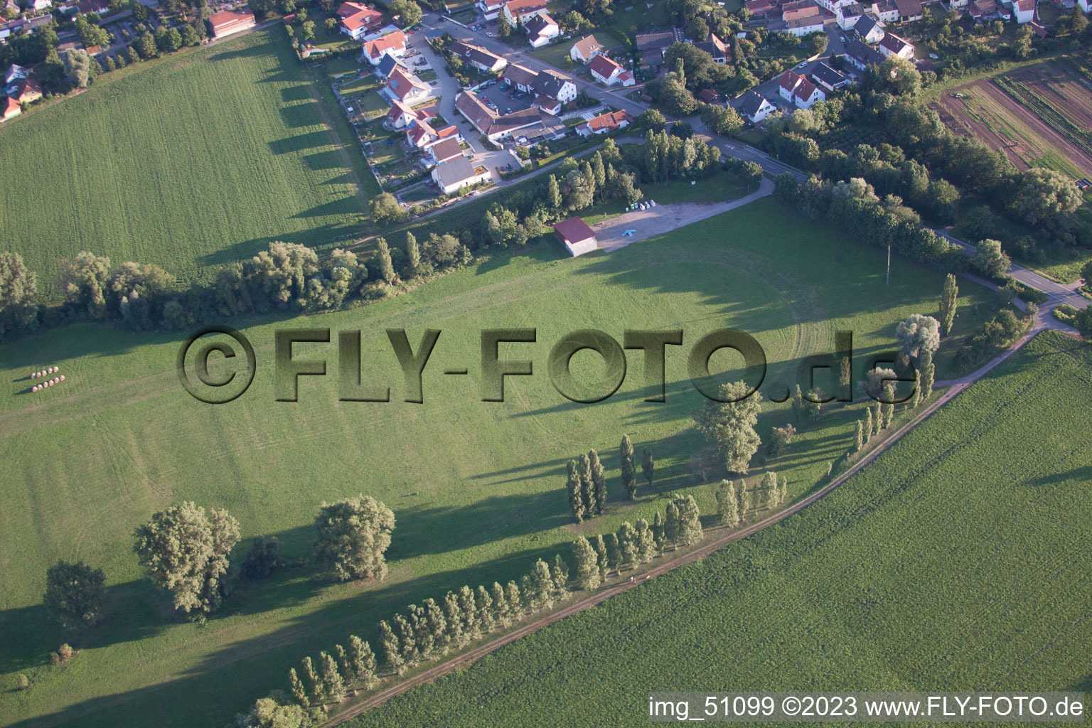District Billigheim in Billigheim-Ingenheim in the state Rhineland-Palatinate, Germany from above