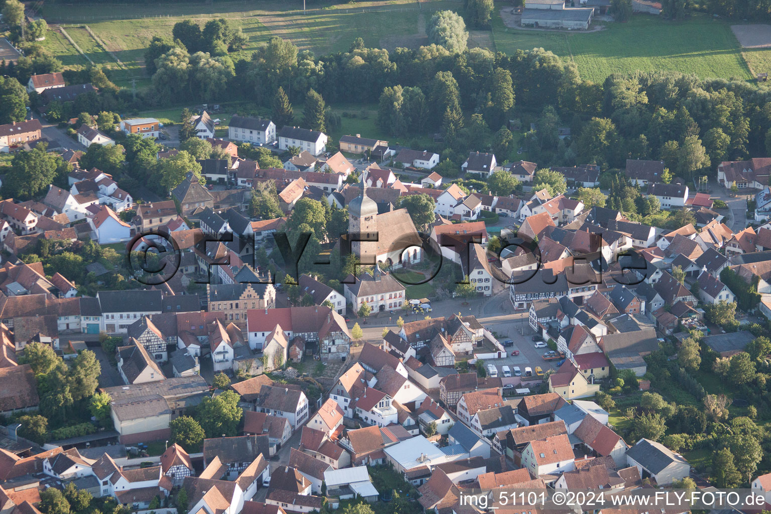 Town View of the streets and houses of the residential areas in the district Billigheim in Billigheim-Ingenheim in the state Rhineland-Palatinate