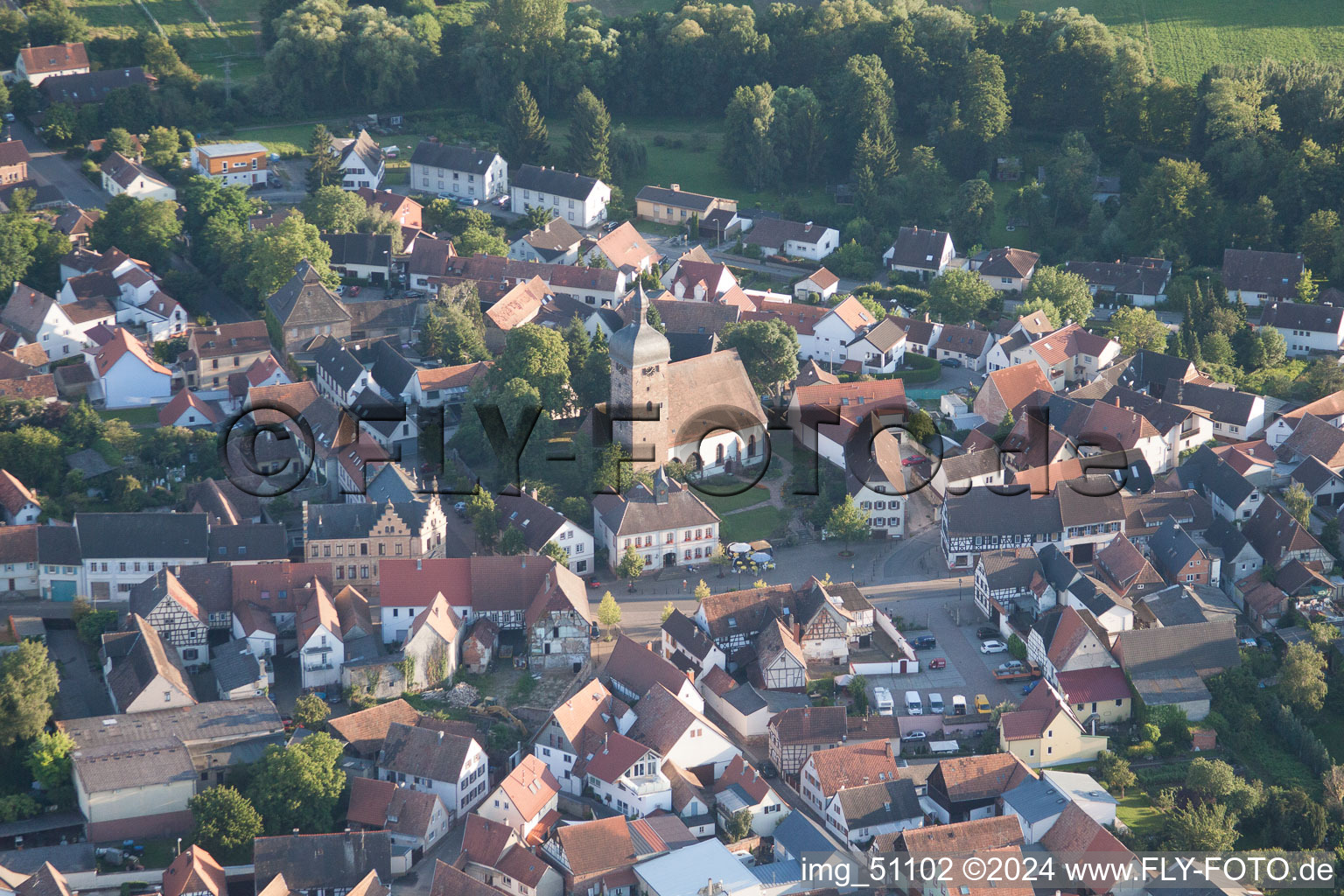 District Billigheim in Billigheim-Ingenheim in the state Rhineland-Palatinate, Germany seen from above