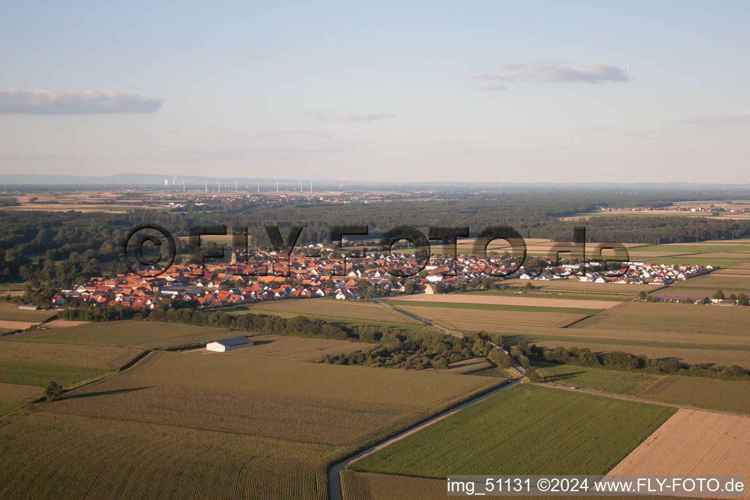 Oblique view of Steinweiler in the state Rhineland-Palatinate, Germany