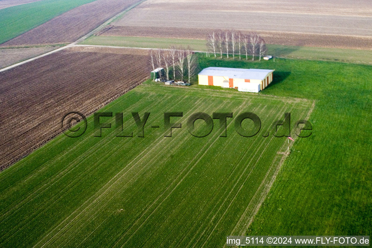 Aerial view of UL airfield in Seebach in the state Bas-Rhin, France