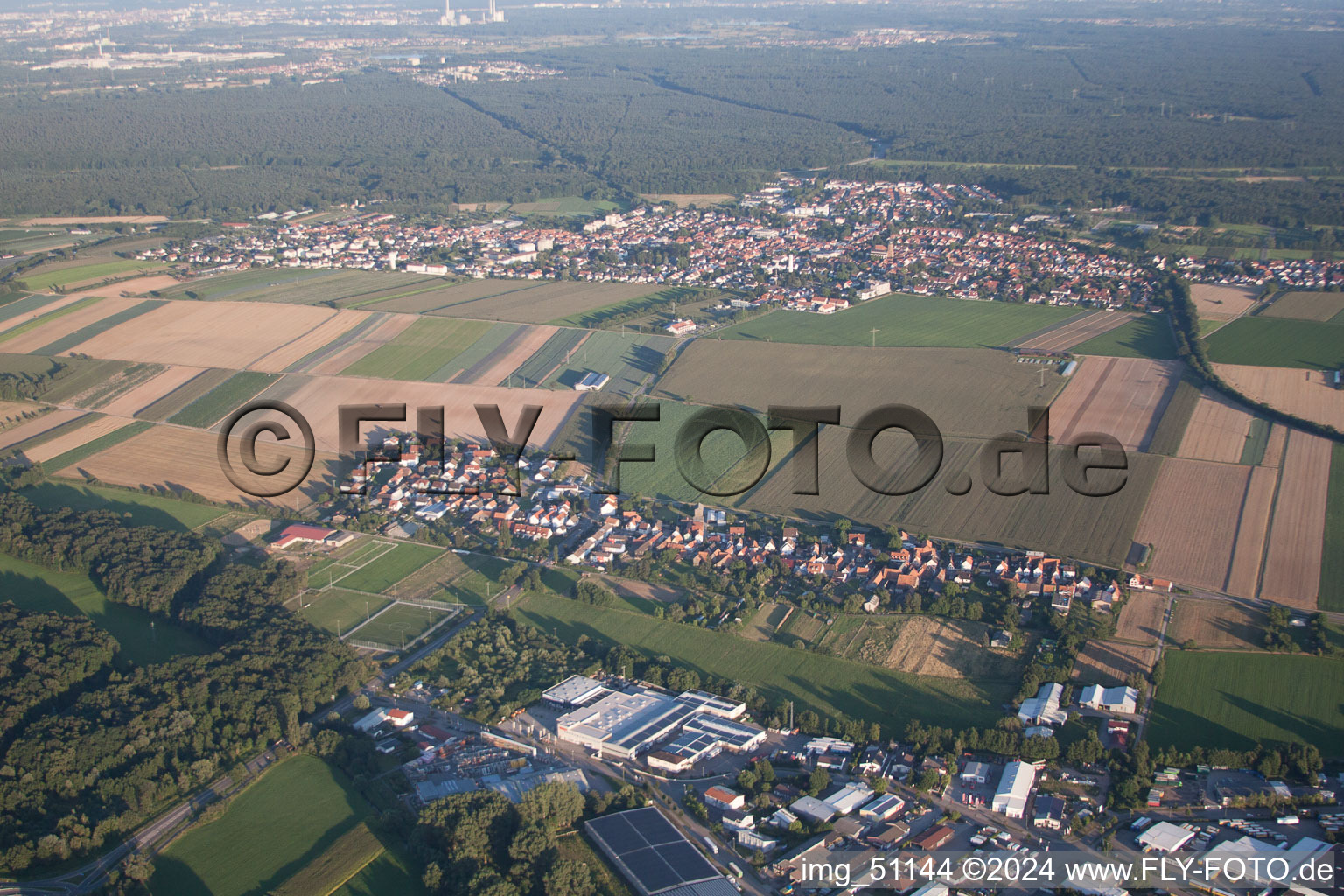 District Minderslachen in Kandel in the state Rhineland-Palatinate, Germany from the drone perspective