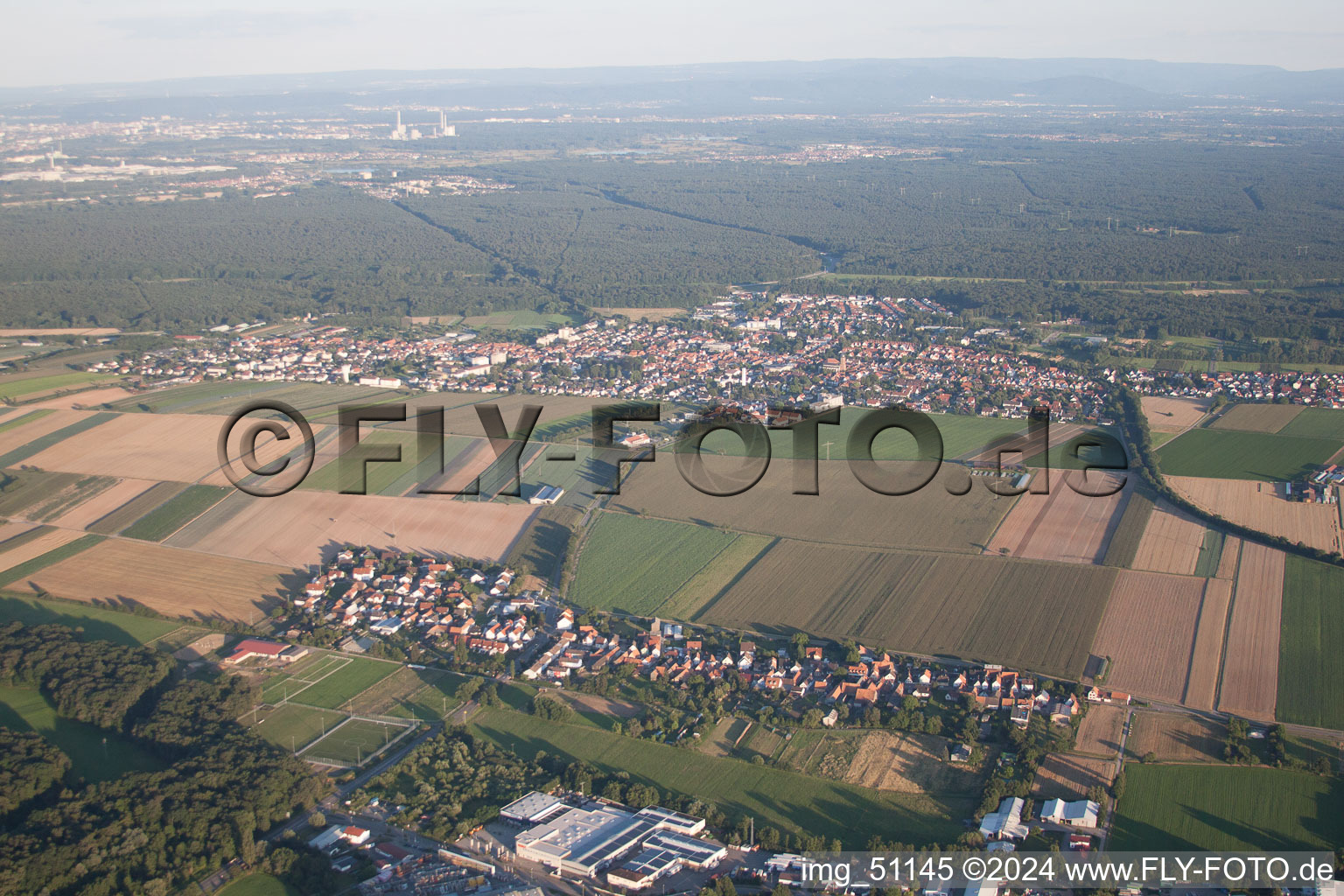 District Minderslachen in Kandel in the state Rhineland-Palatinate, Germany from a drone