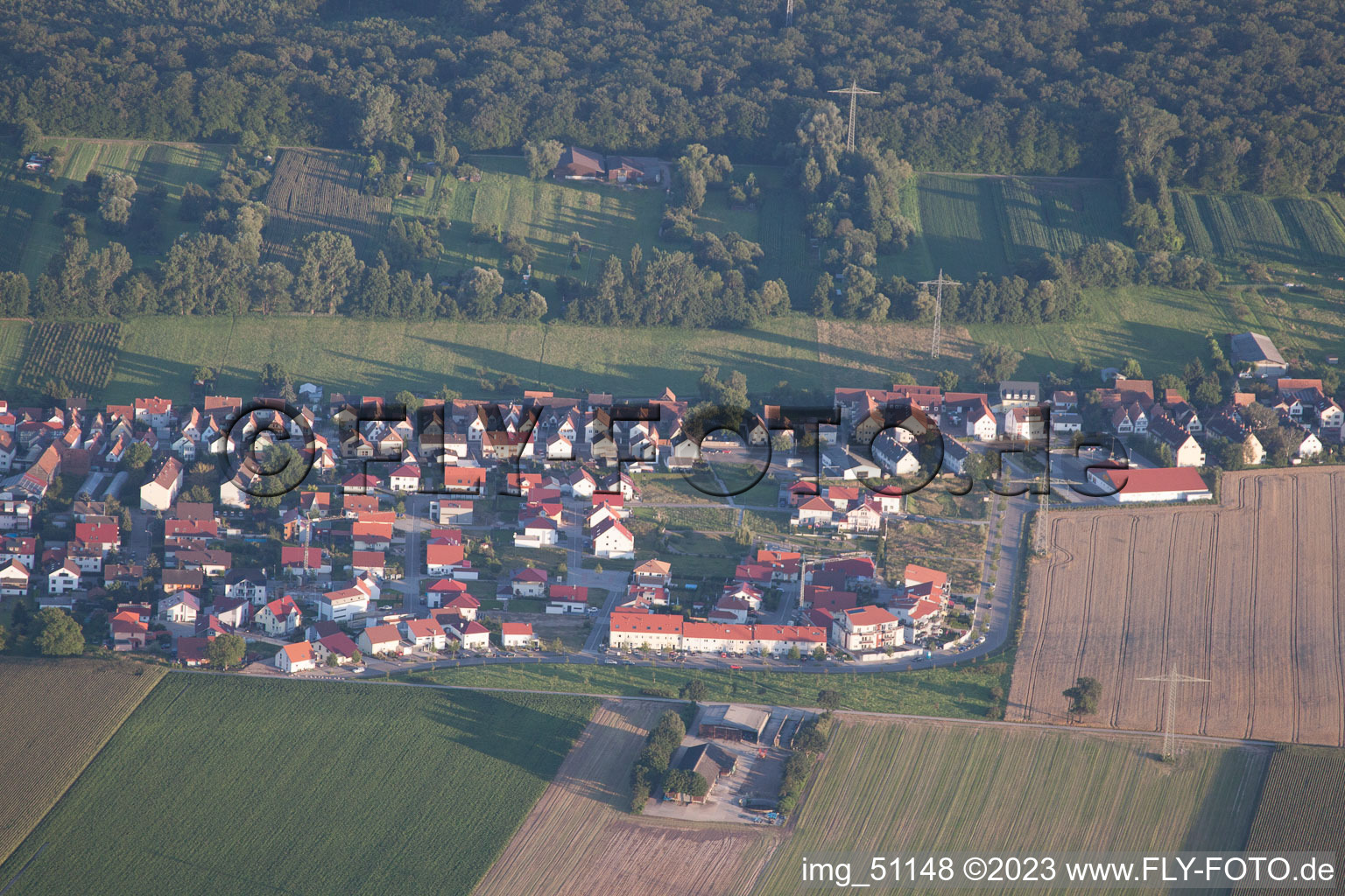 District Minderslachen in Kandel in the state Rhineland-Palatinate, Germany seen from a drone