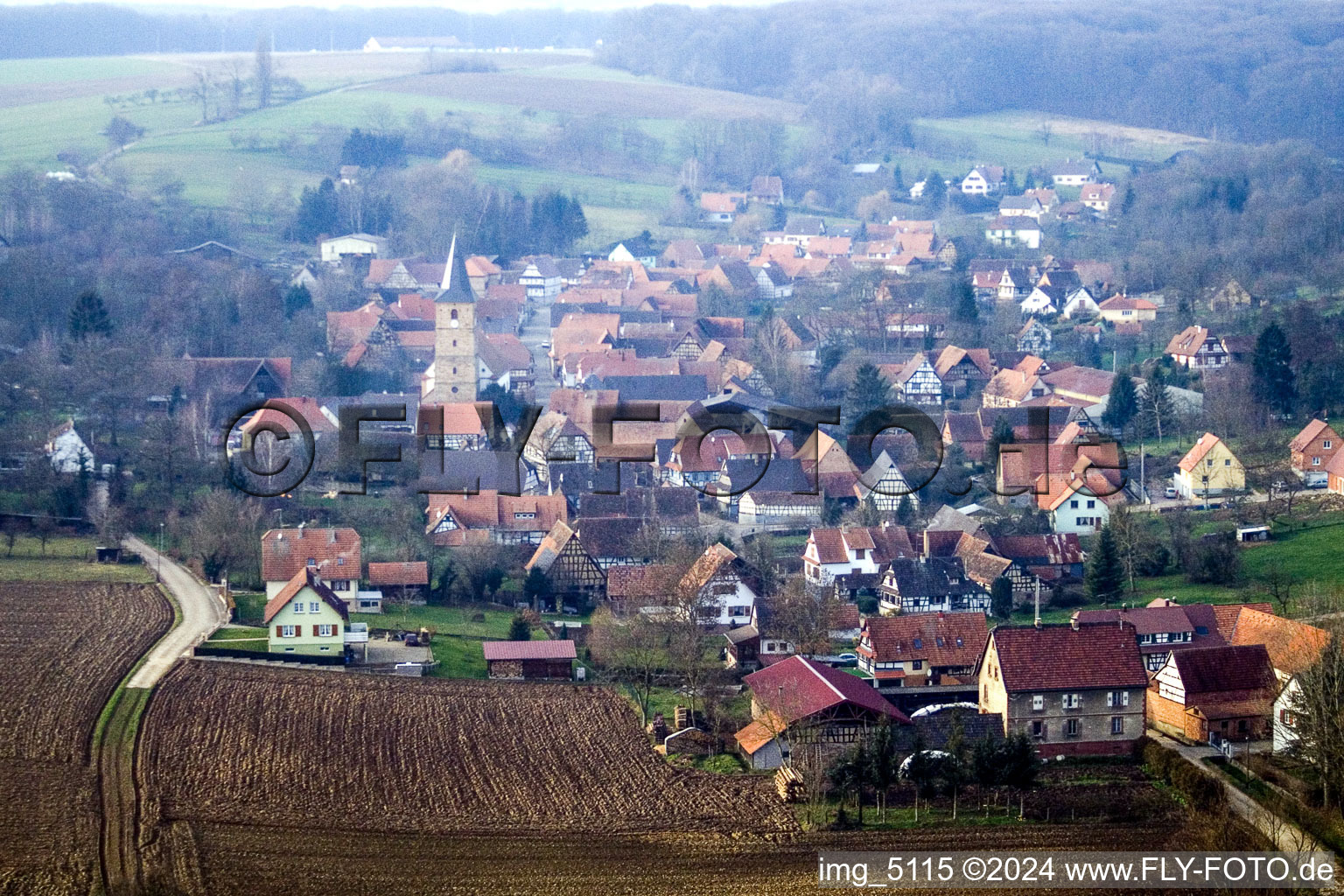 Village view in Drachenbronn-Birlenbach in the state Bas-Rhin, France