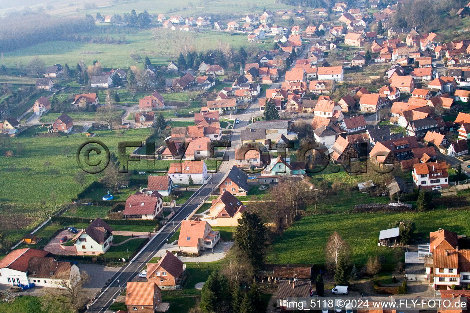 Aerial view of Lobsann in the state Bas-Rhin, France