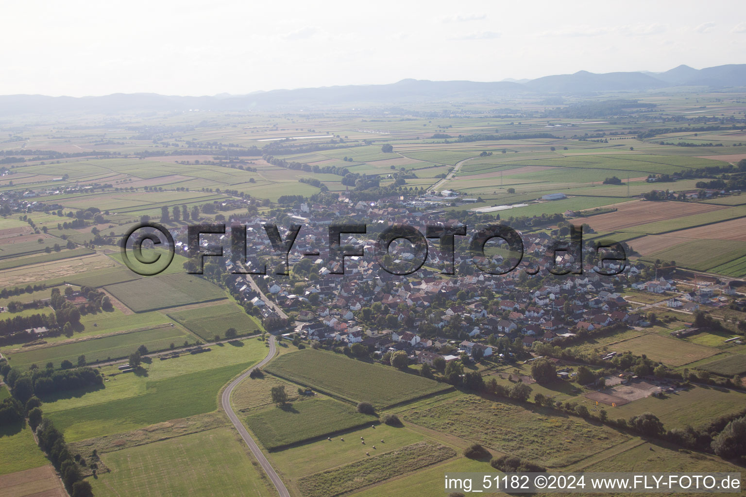 Minfeld in the state Rhineland-Palatinate, Germany seen from above