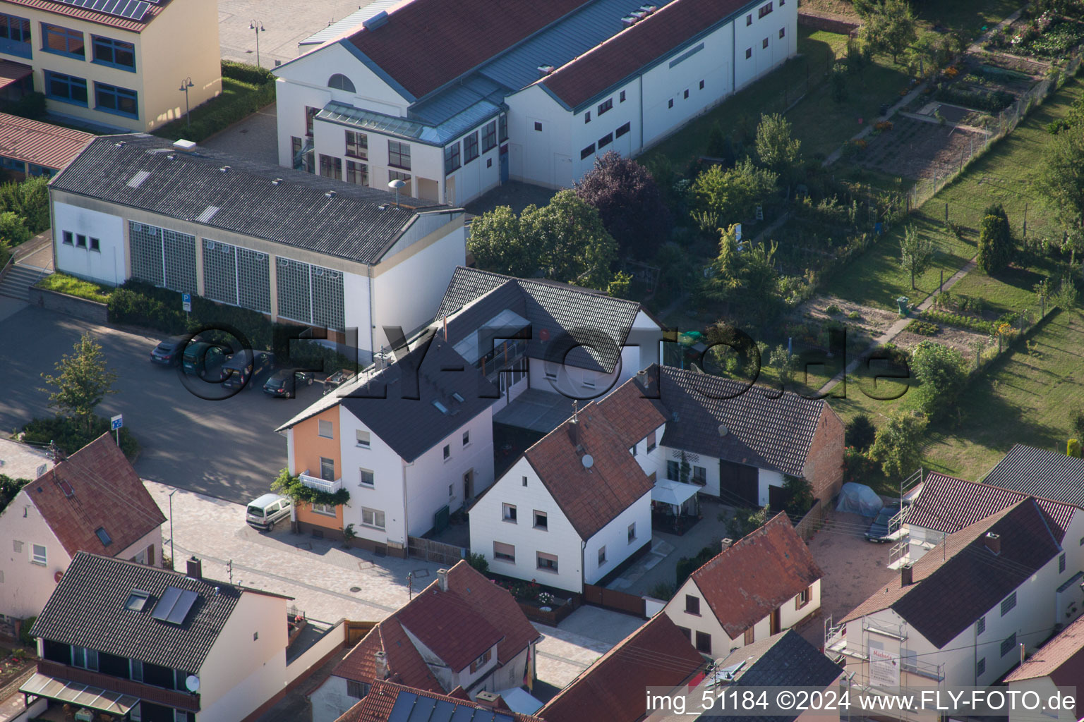 Minfeld in the state Rhineland-Palatinate, Germany from the plane