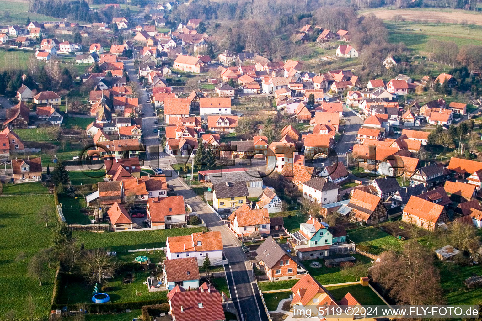 Village view in Lobsann in the state Bas-Rhin, France