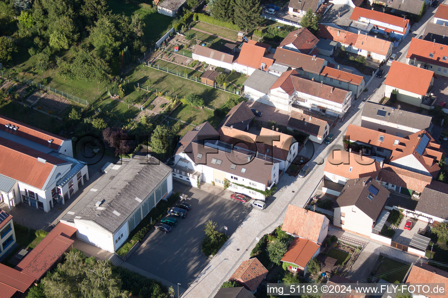 Bird's eye view of Minfeld in the state Rhineland-Palatinate, Germany