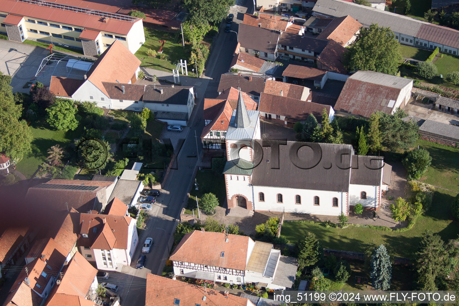 Drone recording of Minfeld in the state Rhineland-Palatinate, Germany