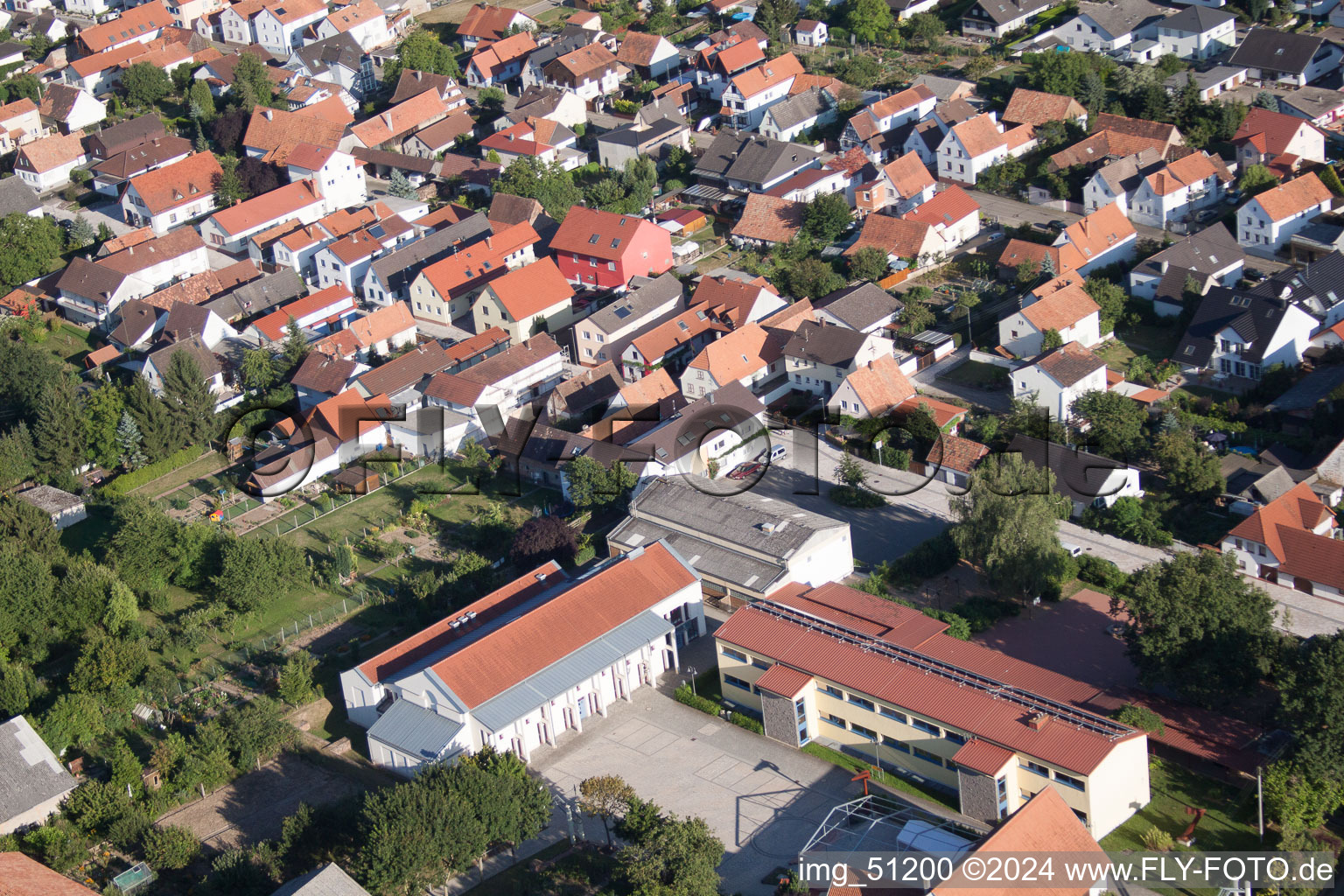 Drone image of Minfeld in the state Rhineland-Palatinate, Germany