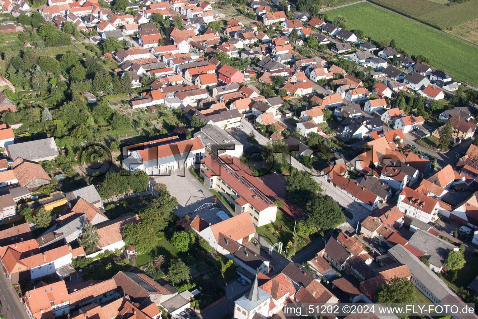 Minfeld in the state Rhineland-Palatinate, Germany from the drone perspective