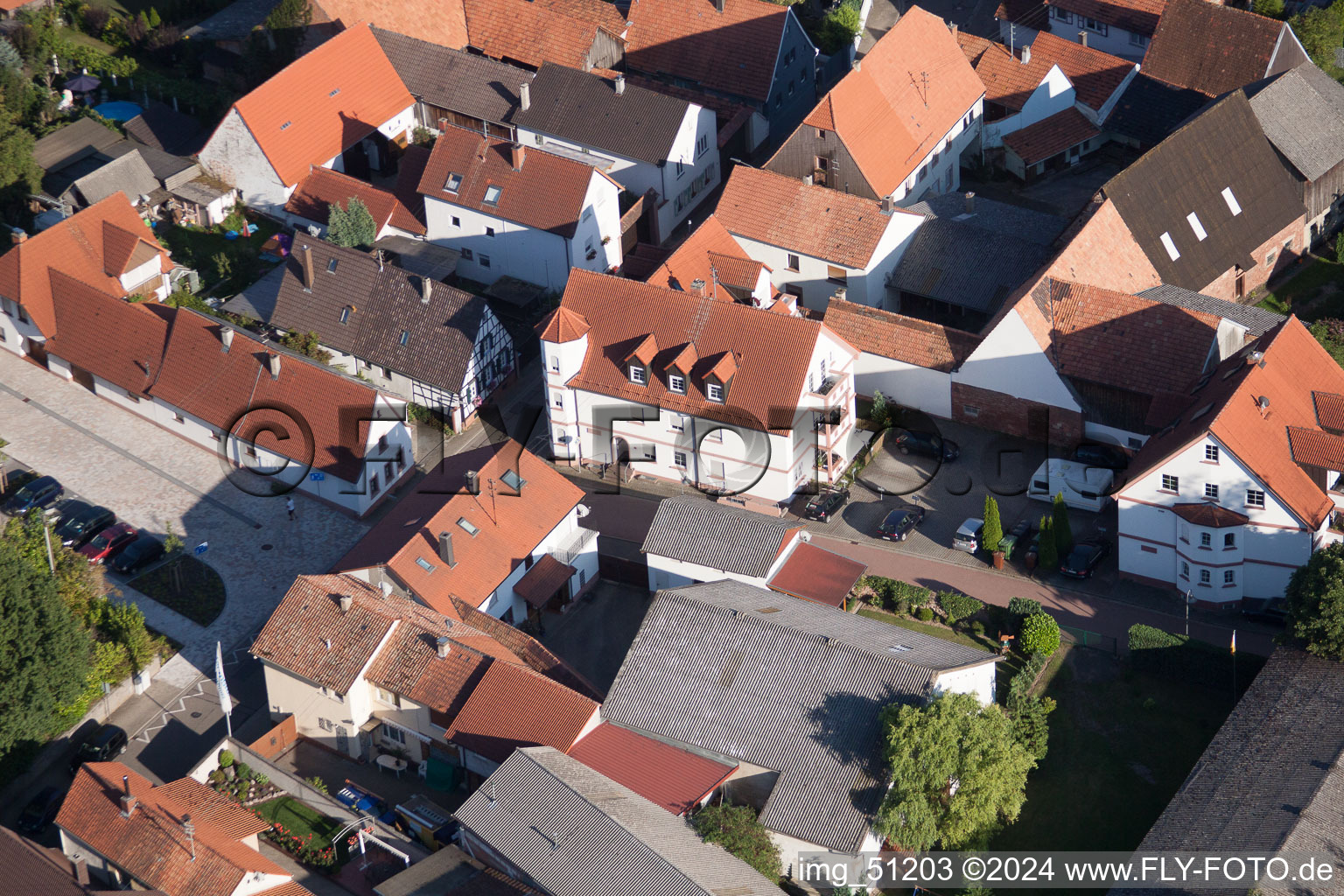 Minfeld in the state Rhineland-Palatinate, Germany from a drone