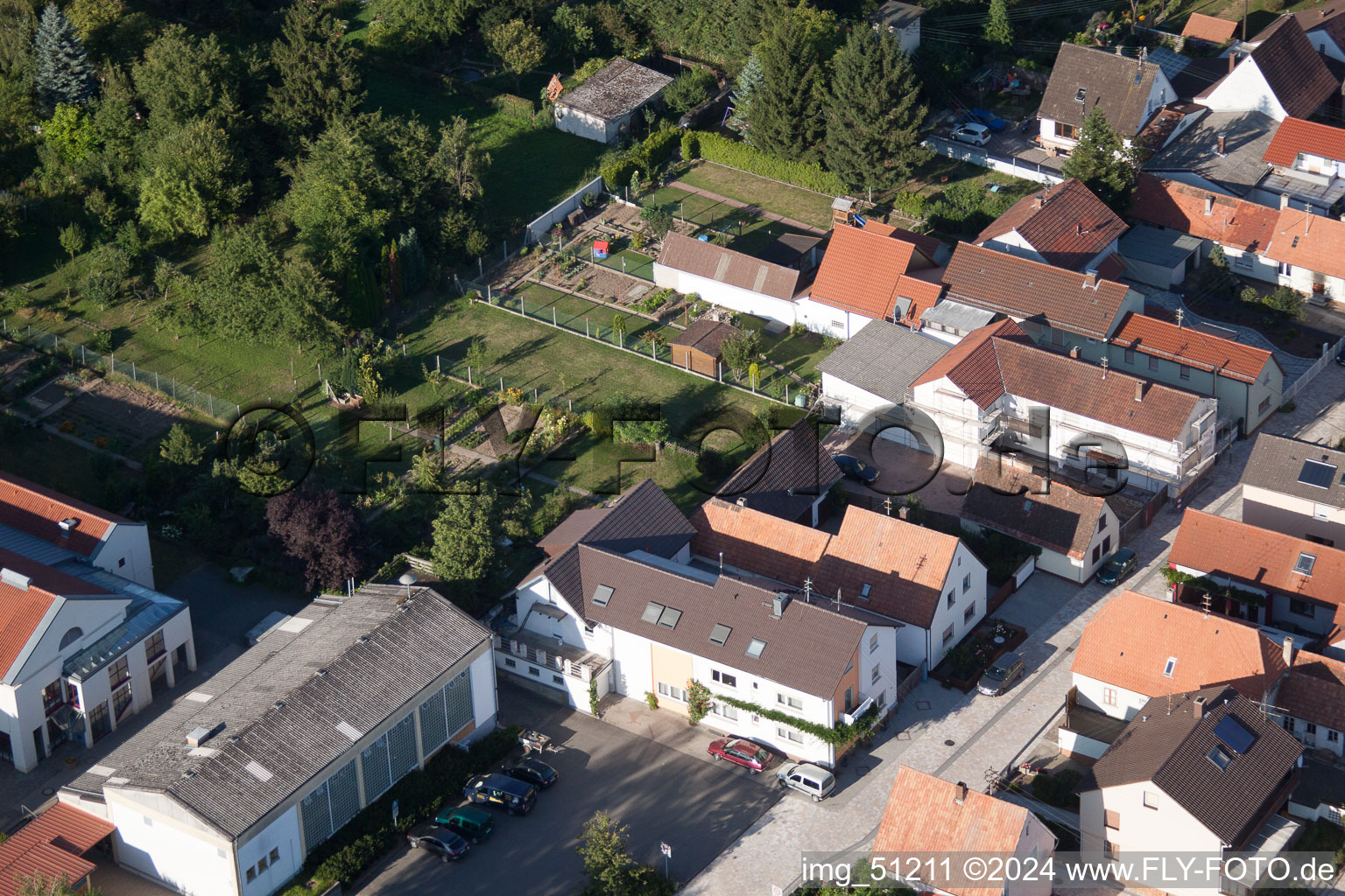 Minfeld in the state Rhineland-Palatinate, Germany seen from a drone