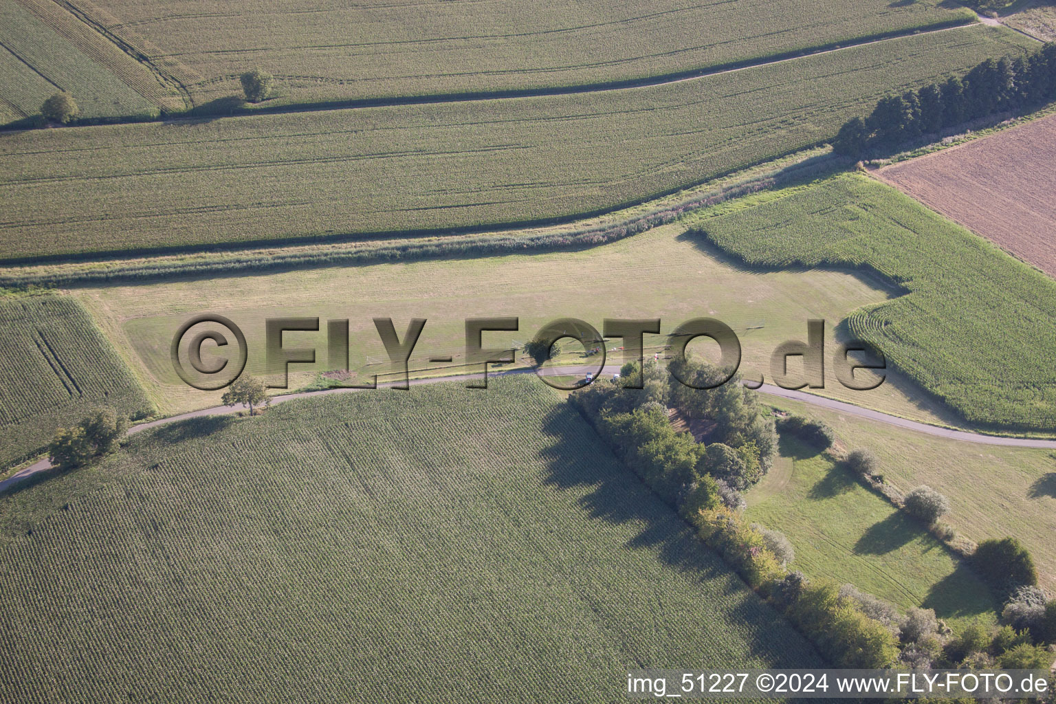 Aerial view of Model airfield in Oberotterbach in the state Rhineland-Palatinate, Germany