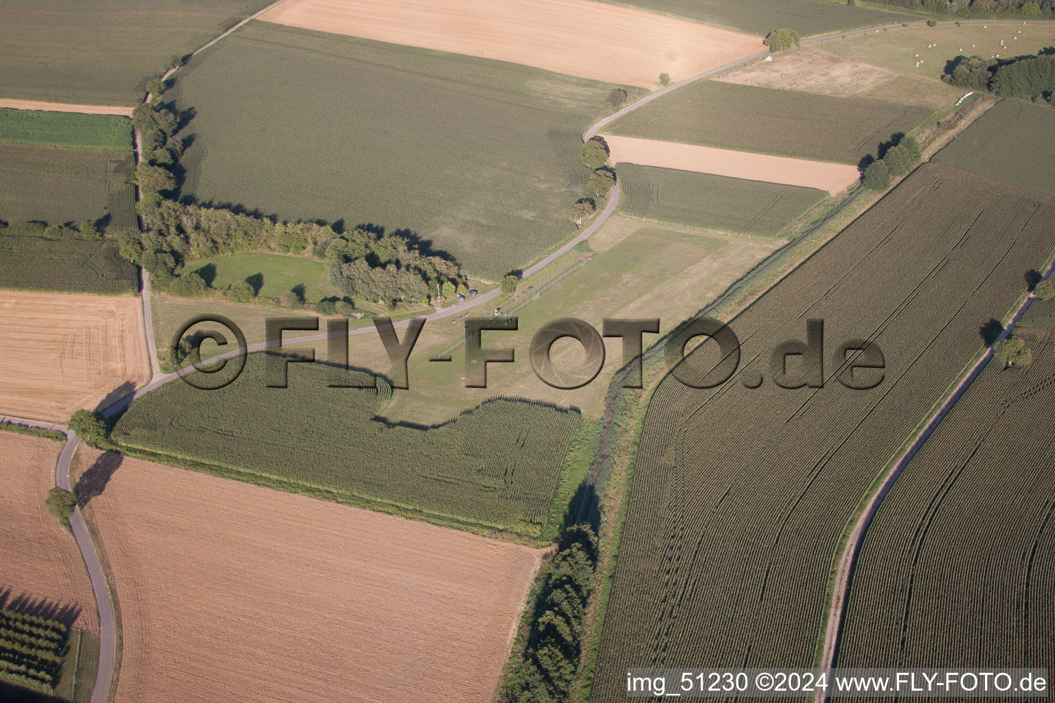 Model airfield in Oberotterbach in the state Rhineland-Palatinate, Germany from above