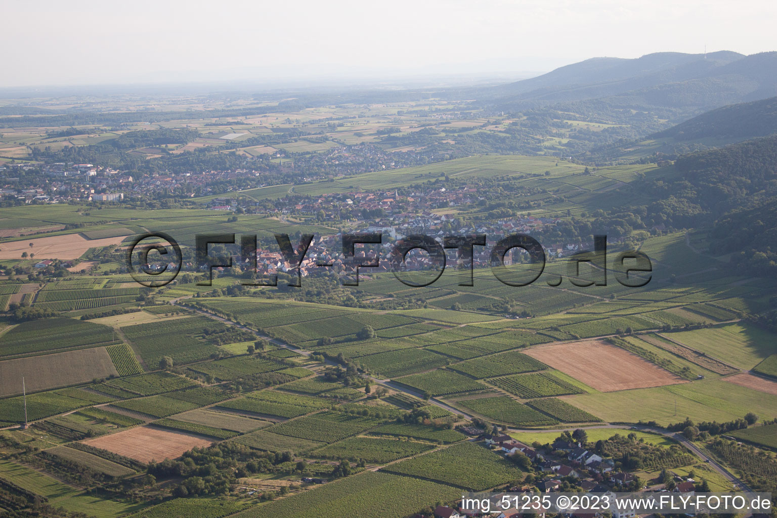 Drone recording of District Rechtenbach in Schweigen-Rechtenbach in the state Rhineland-Palatinate, Germany