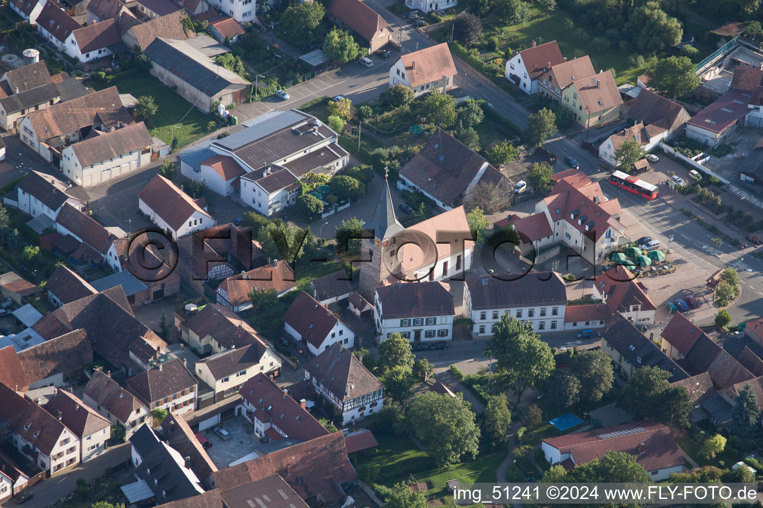 Oberotterbach in the state Rhineland-Palatinate, Germany from a drone