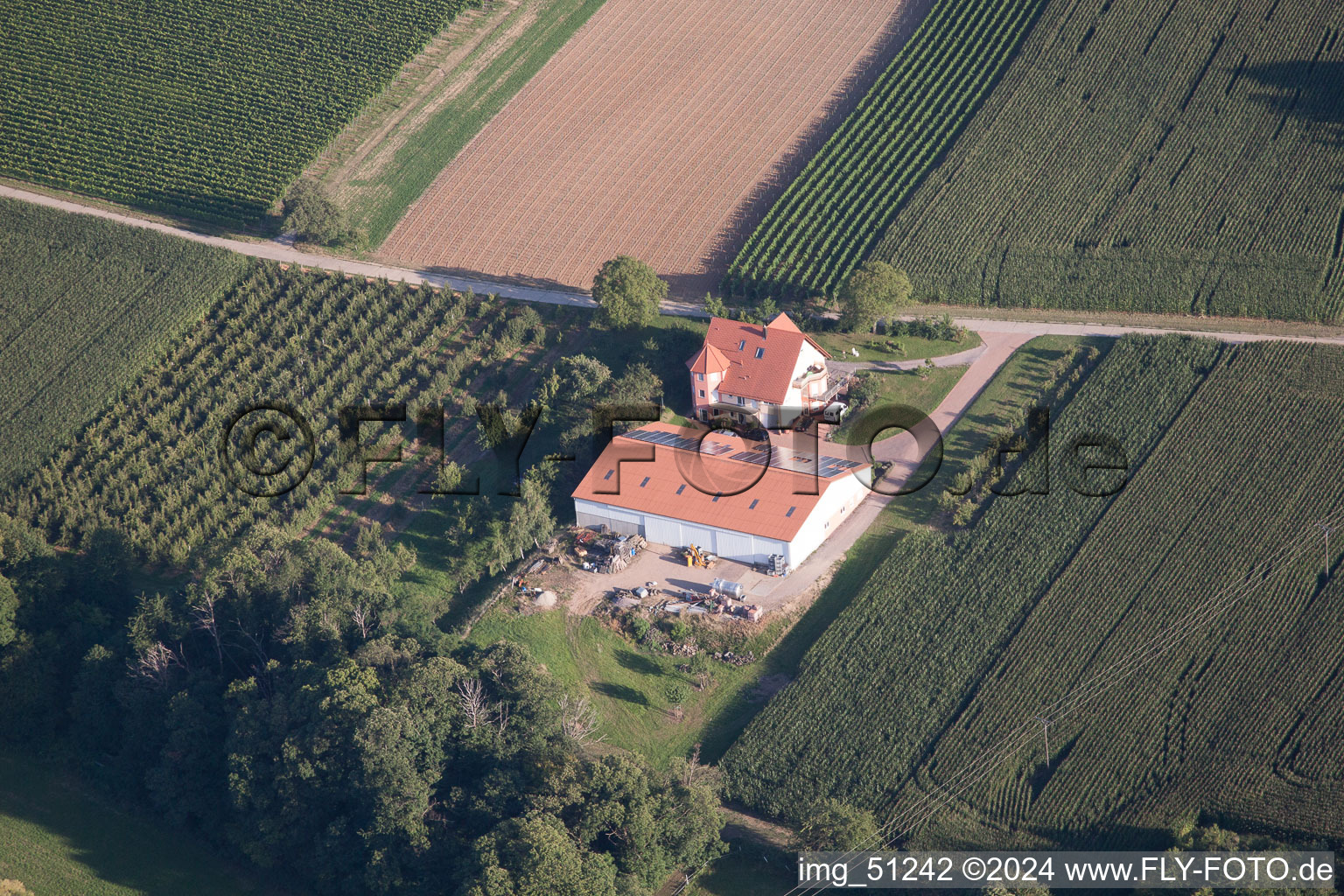 Oberotterbach in the state Rhineland-Palatinate, Germany seen from a drone