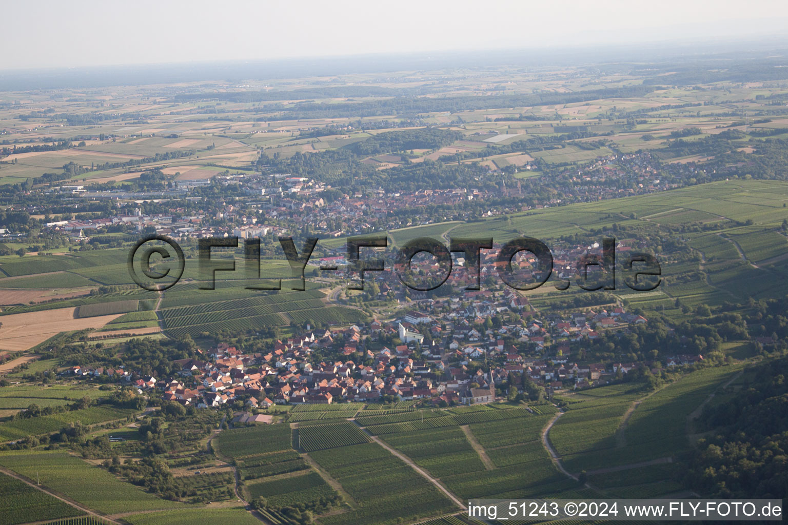 Aerial view of Oberotterbach in the state Rhineland-Palatinate, Germany