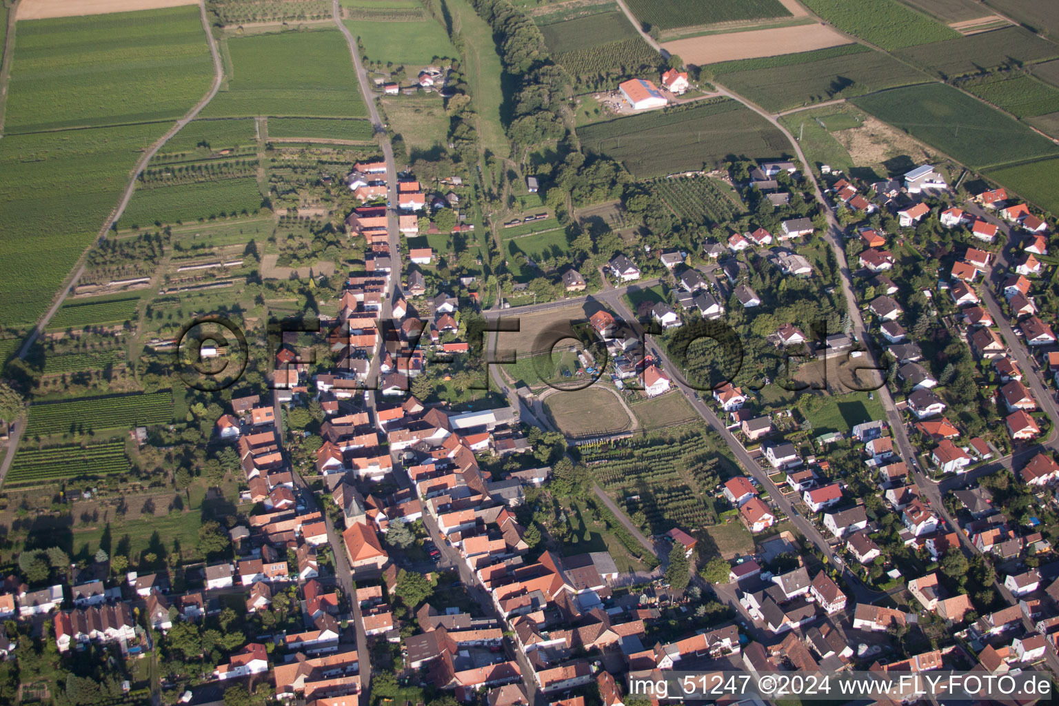 Oberotterbach in the state Rhineland-Palatinate, Germany from above