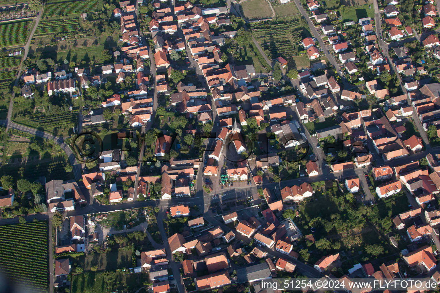 Oberotterbach in the state Rhineland-Palatinate, Germany seen from above