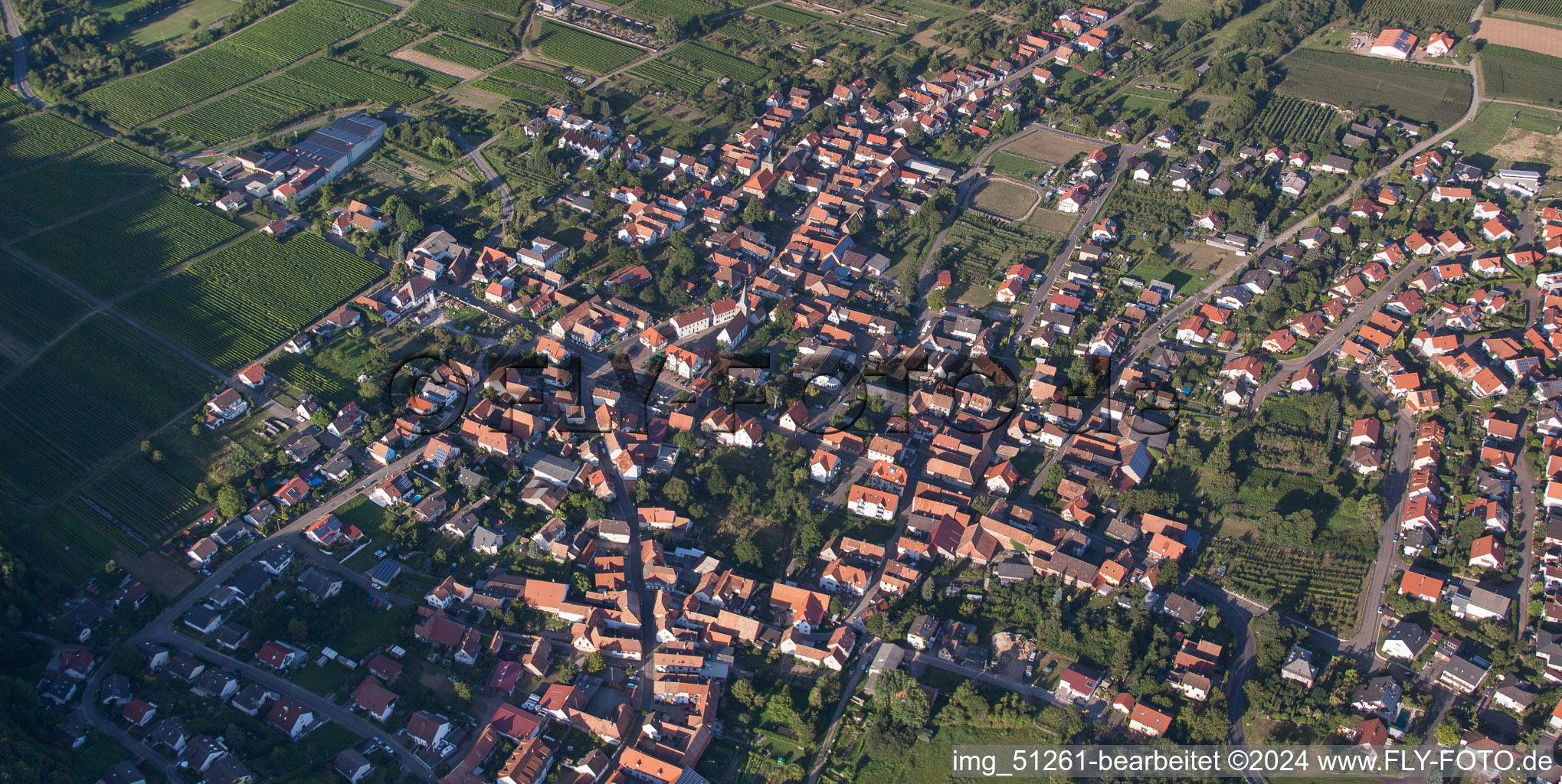 Bird's eye view of Oberotterbach in the state Rhineland-Palatinate, Germany