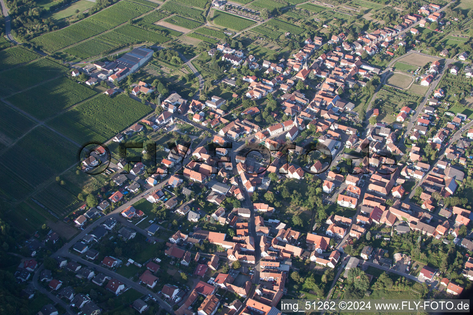 Drone recording of Oberotterbach in the state Rhineland-Palatinate, Germany