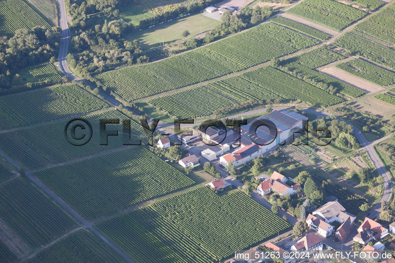 Oblique view of Wissing Wines in Oberotterbach in the state Rhineland-Palatinate, Germany