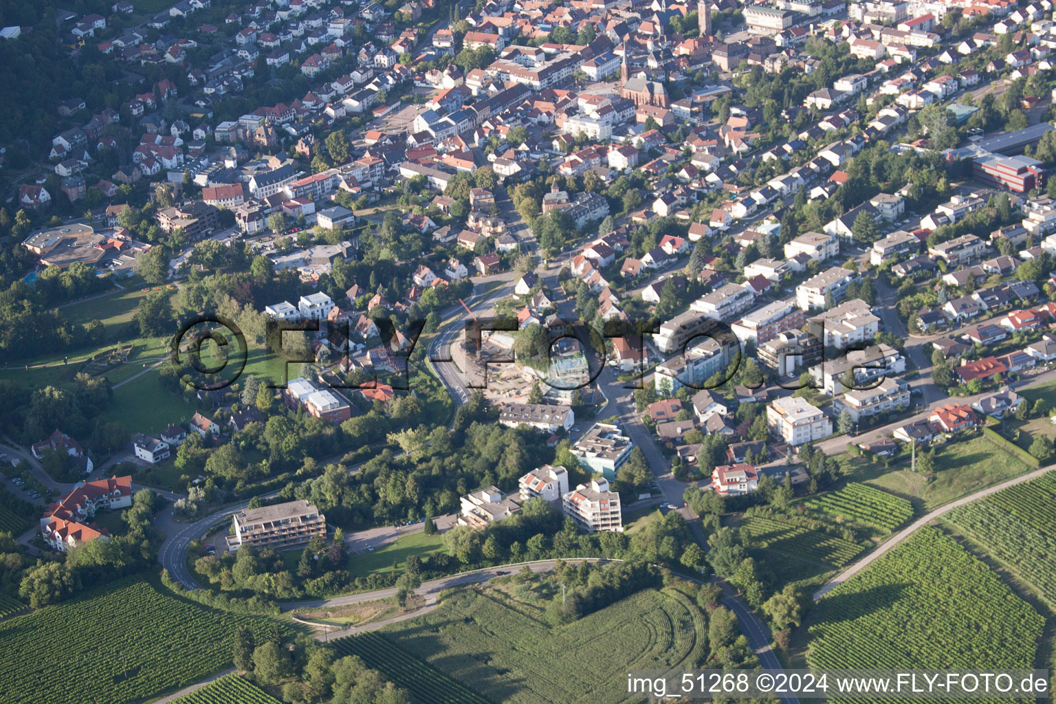 Aerial view of Bad Bergzabern in the state Rhineland-Palatinate, Germany