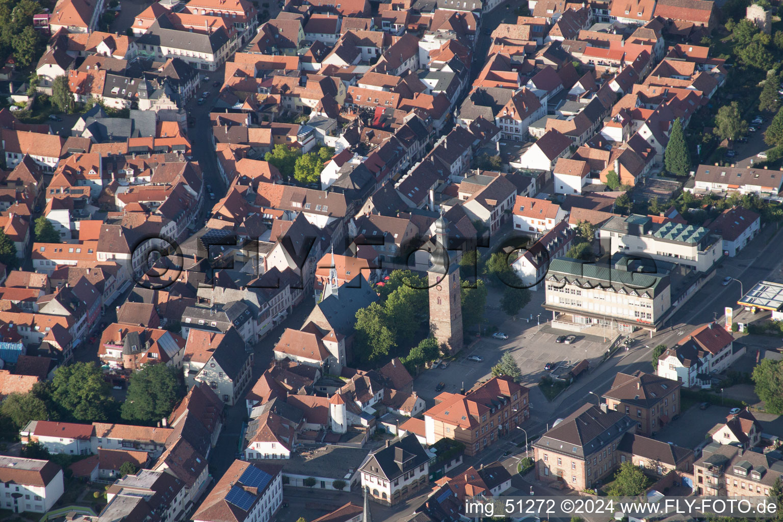 Oblique view of Bad Bergzabern in the state Rhineland-Palatinate, Germany