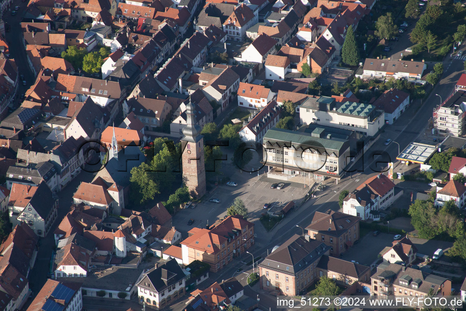 Bad Bergzabern in the state Rhineland-Palatinate, Germany from above