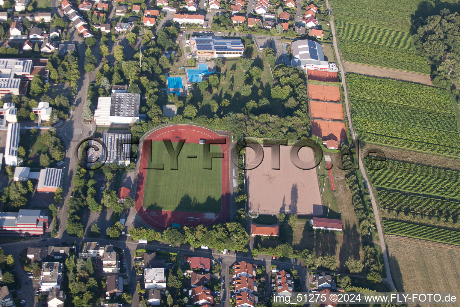 Bad Bergzabern in the state Rhineland-Palatinate, Germany seen from above