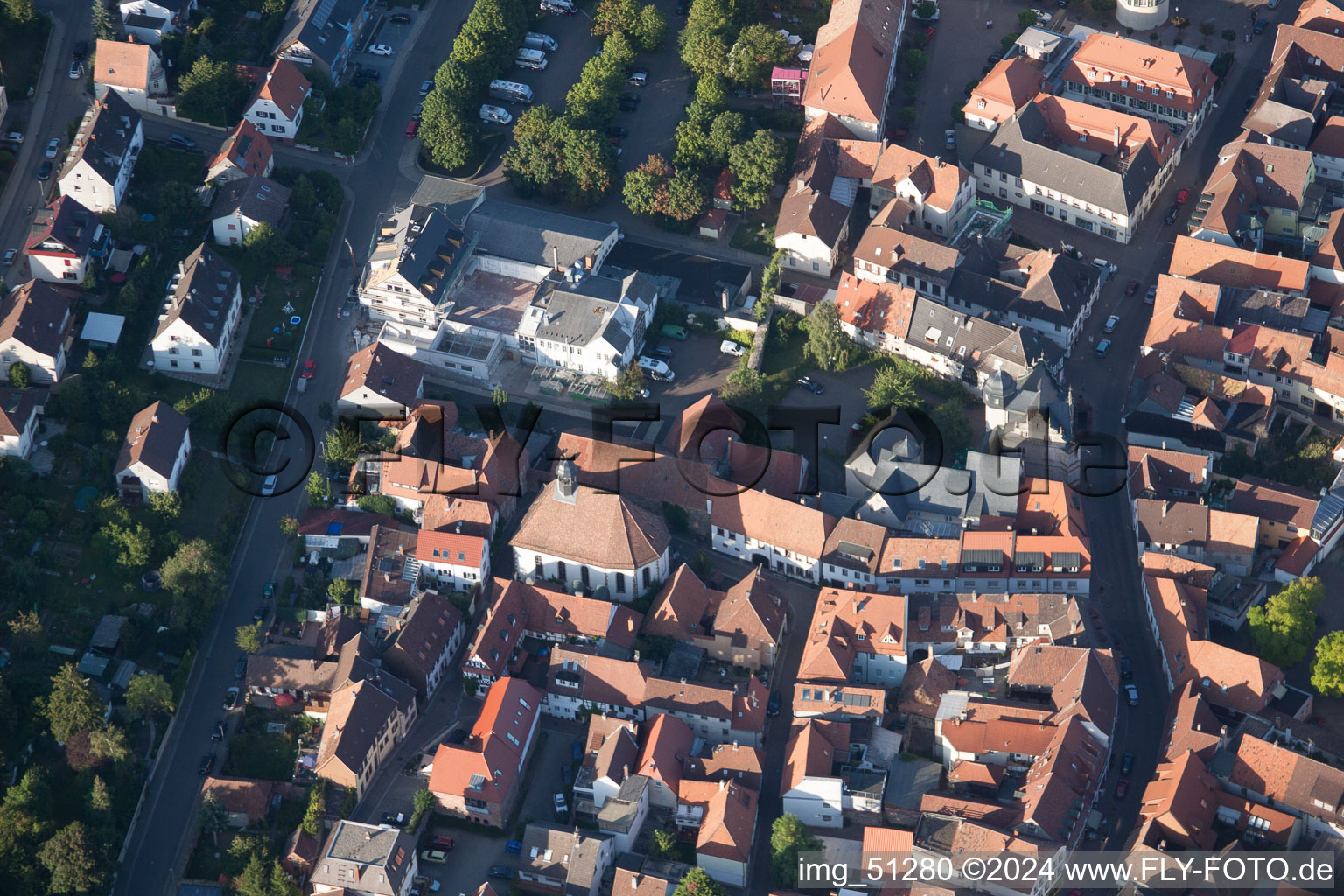 Bird's eye view of Bad Bergzabern in the state Rhineland-Palatinate, Germany