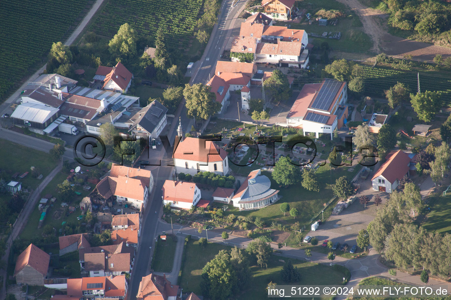 Drone recording of District Pleisweiler in Pleisweiler-Oberhofen in the state Rhineland-Palatinate, Germany