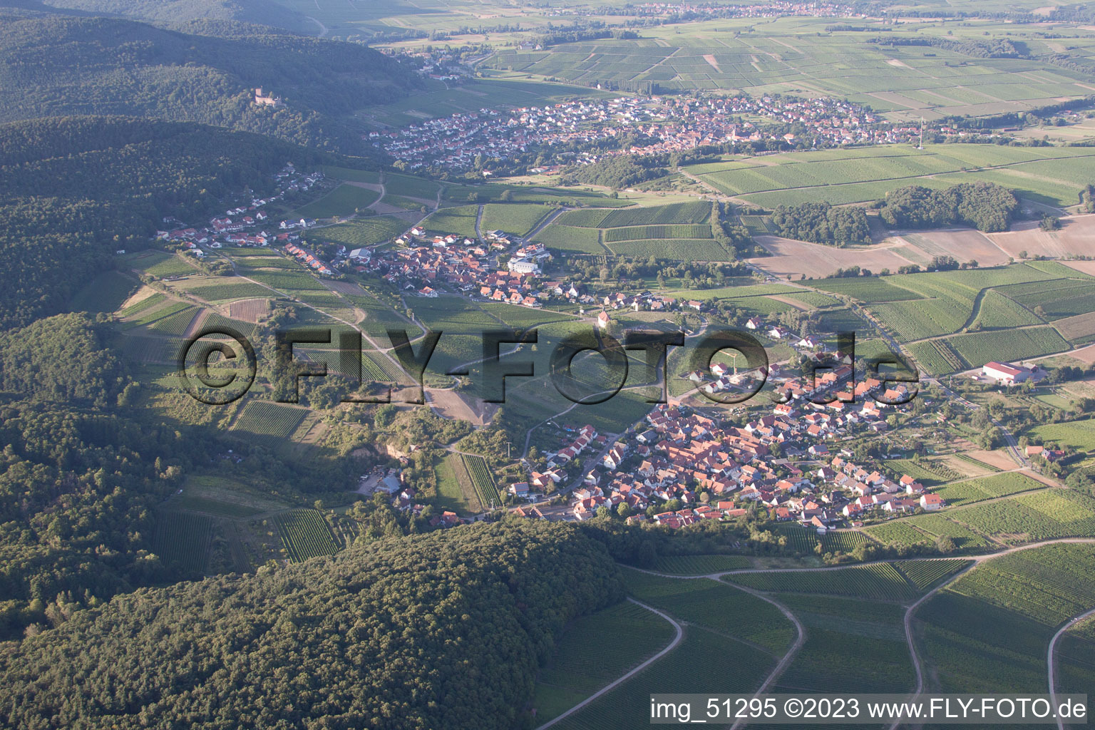Bird's eye view of District Gleishorbach in Gleiszellen-Gleishorbach in the state Rhineland-Palatinate, Germany