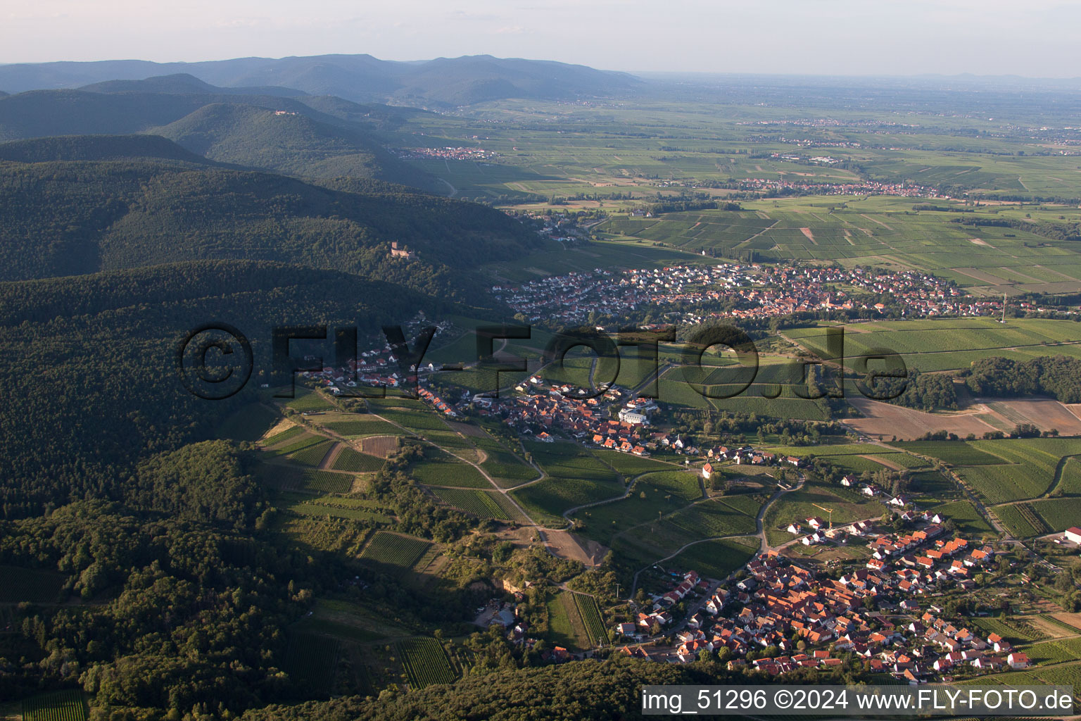 District Gleishorbach in Gleiszellen-Gleishorbach in the state Rhineland-Palatinate, Germany viewn from the air