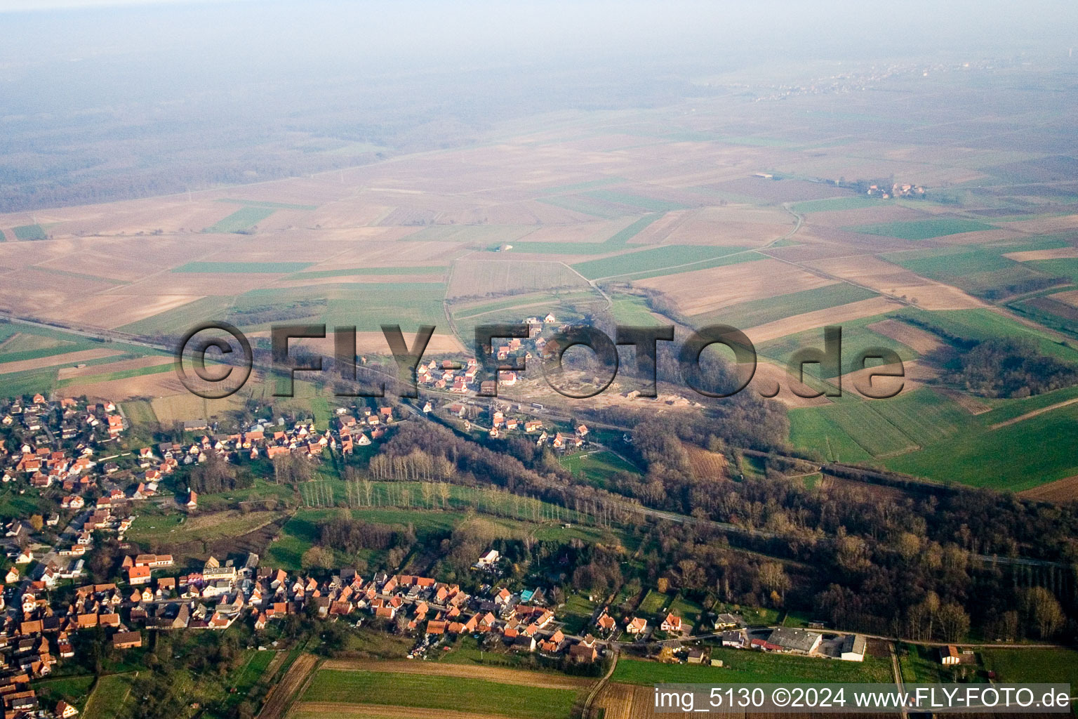 Aerial view of Riedseltz in the state Bas-Rhin, France