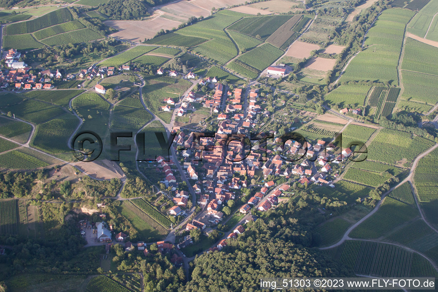 District Gleishorbach in Gleiszellen-Gleishorbach in the state Rhineland-Palatinate, Germany from the drone perspective