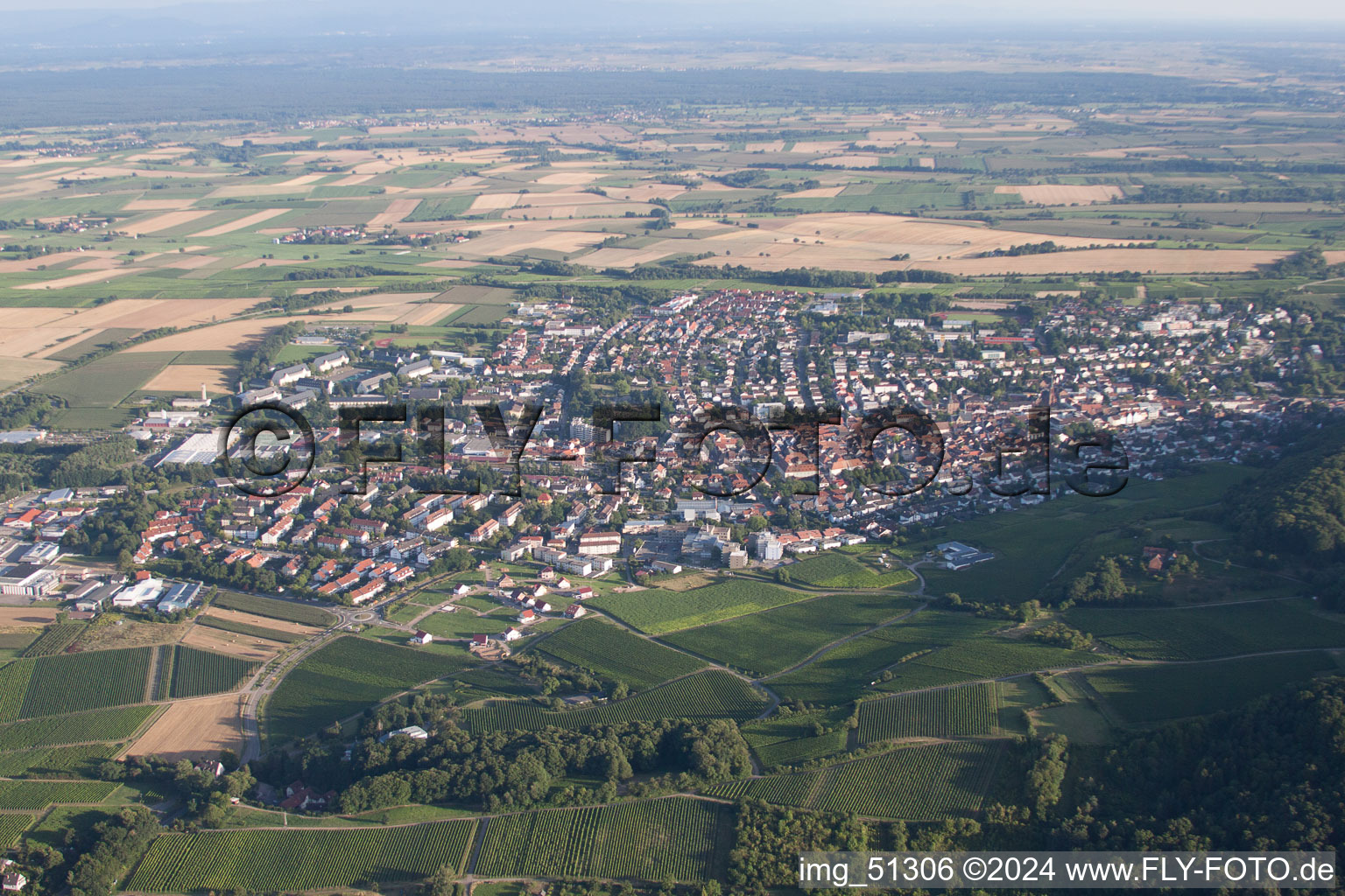 Bad Bergzabern in the state Rhineland-Palatinate, Germany from a drone