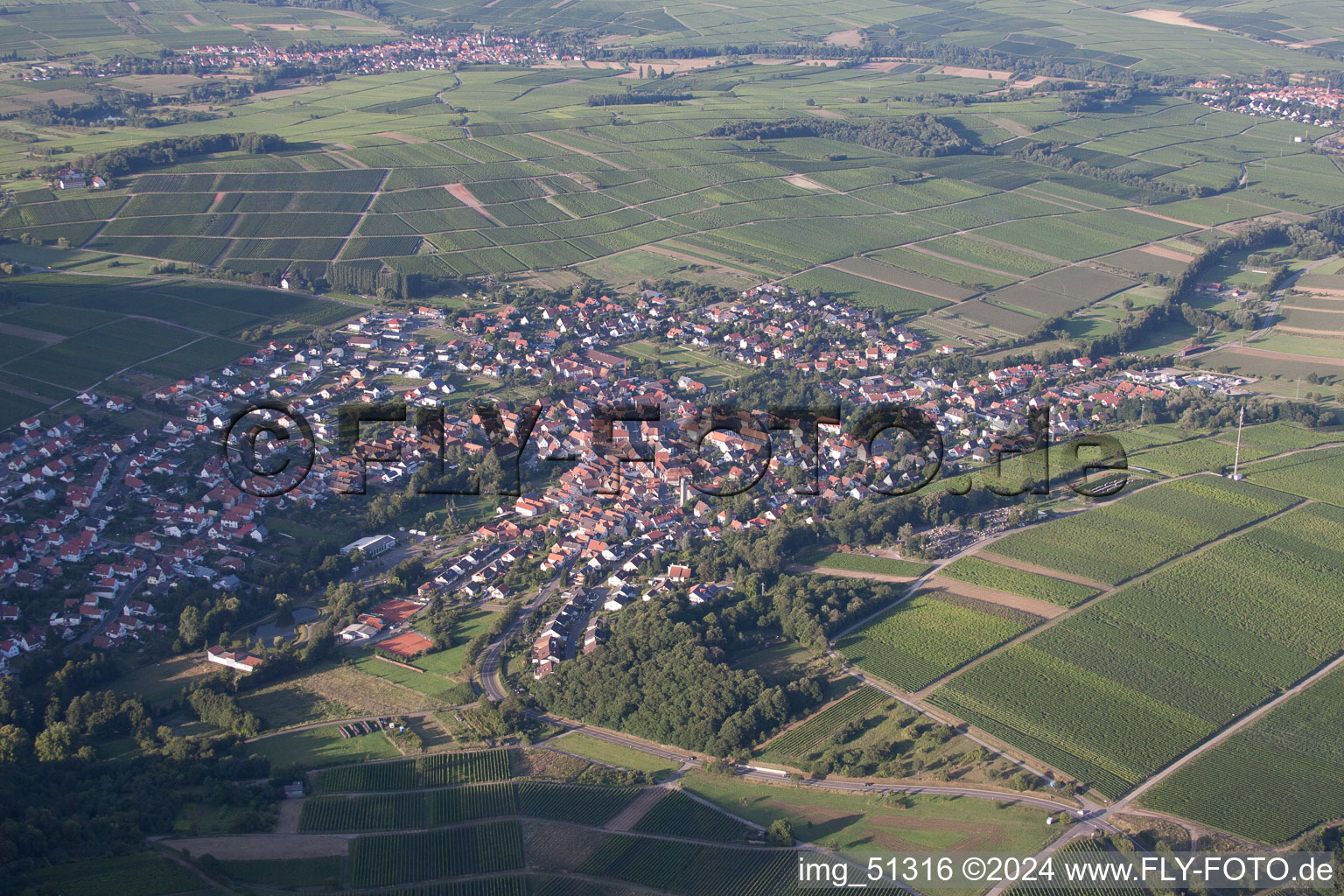 Klingenmünster in the state Rhineland-Palatinate, Germany viewn from the air