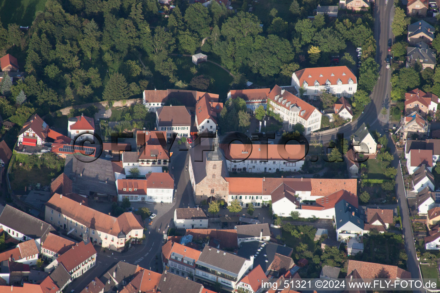 Klingenmünster in the state Rhineland-Palatinate, Germany from the drone perspective