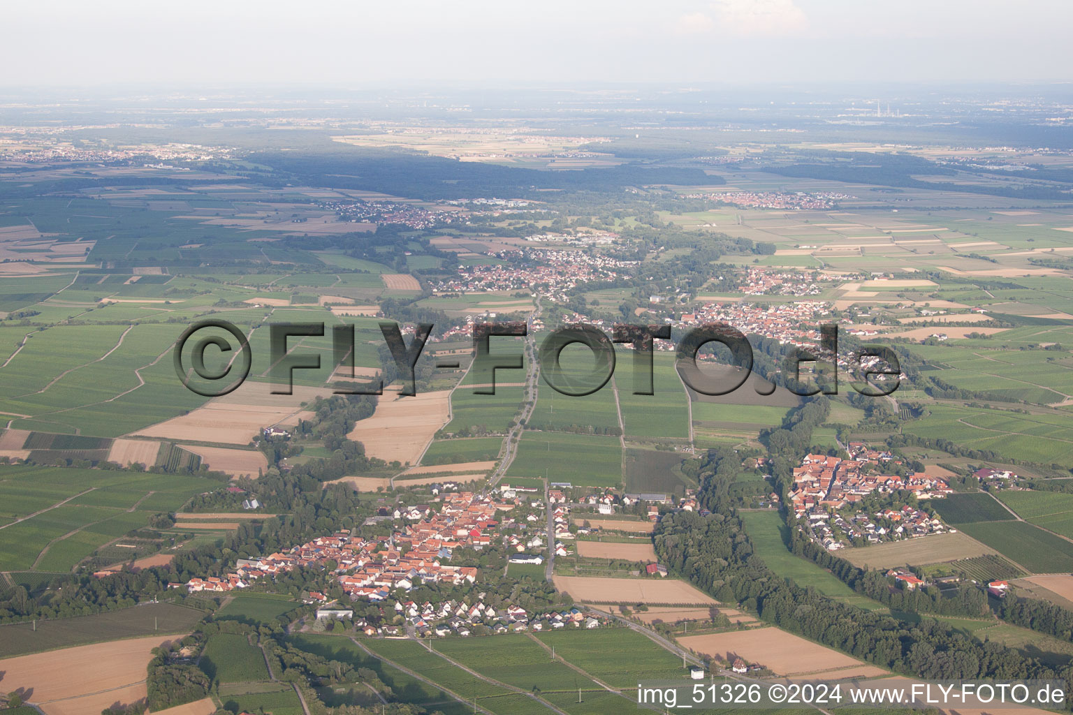 Aerial view of Klingenmünster in the state Rhineland-Palatinate, Germany