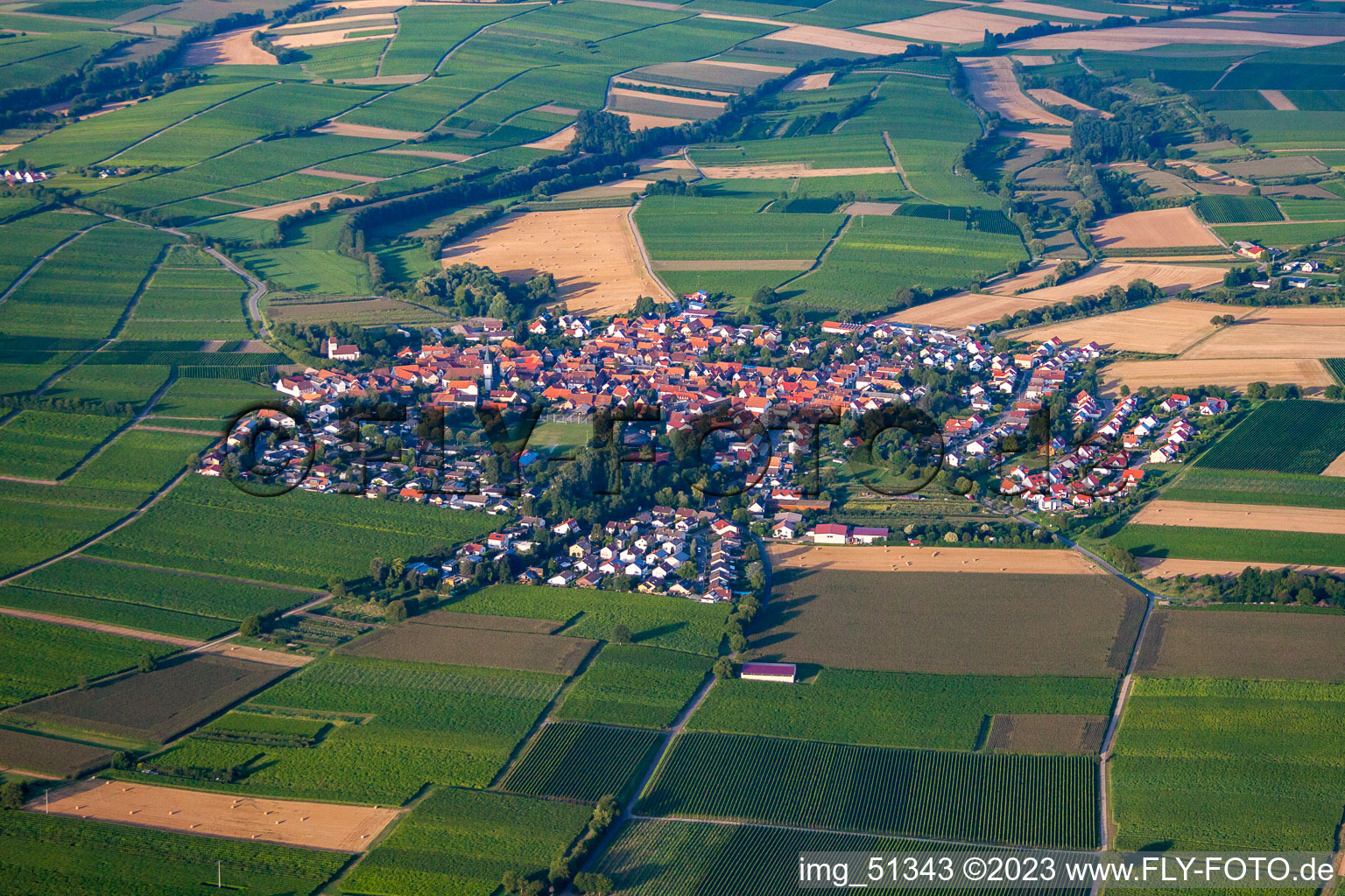 Aerial view of District Mörzheim in Landau in der Pfalz in the state Rhineland-Palatinate, Germany
