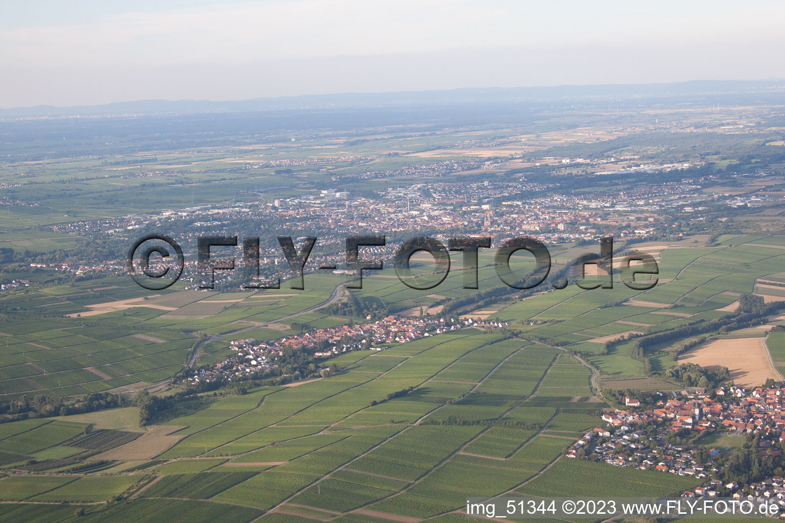 District Arzheim in Landau in der Pfalz in the state Rhineland-Palatinate, Germany from the plane
